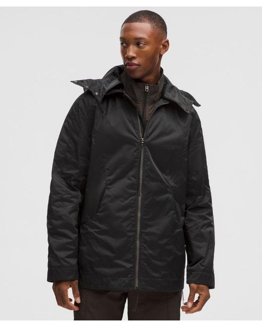 lululemon athletica Black Taffeta Removable-Hood Collared Jacket for men