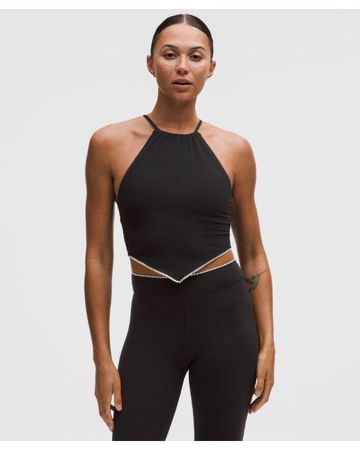 lululemon athletica Black Stitch Trim Halter Tank Top