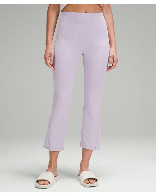 lululemon athletica Purple Ribbed Softstreme Zip-leg High-rise Cropped Pants 25"