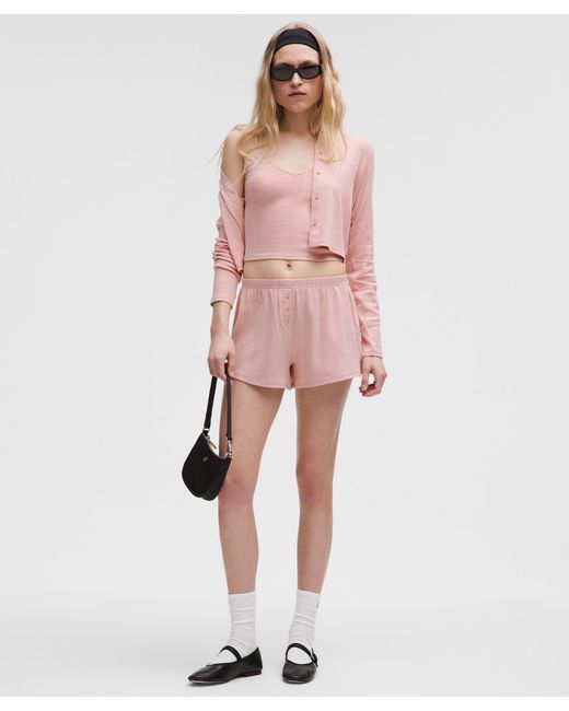 lululemon athletica Pink Cotton Pointelle Cropped Cami Tank Top