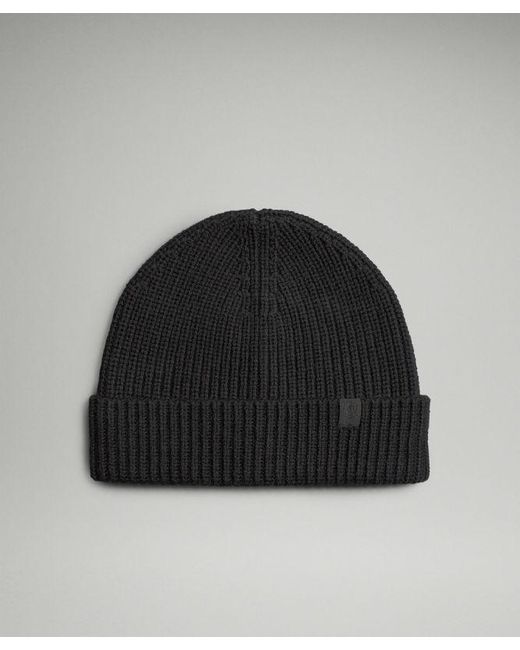 lululemon athletica Black Close-Fit Wool-Blend Ribbed Knit Beanie