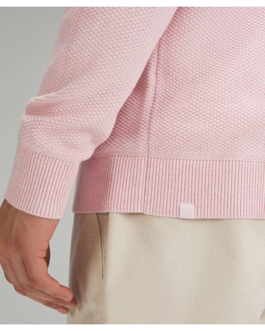 lululemon athletica Pink Textured Knit Crewneck Sweater