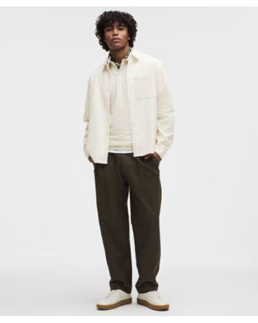 lululemon athletica White – Corduroy Relaxed-Fit Long-Sleeve Button-Up Shirt – – Size Large for men