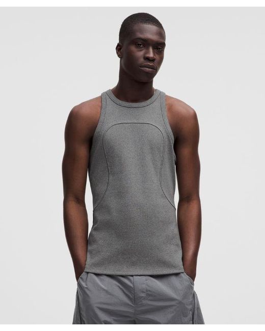 lululemon athletica Gray – Ribbed Cotton Tight-Fit Tank Top Slnsh Collection – – Size Large for men
