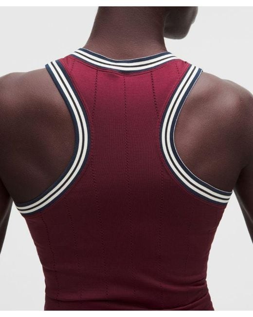 lululemon athletica Red – Seamless Stripe Trim Tank Top – Color Burgundy/ – Size Large