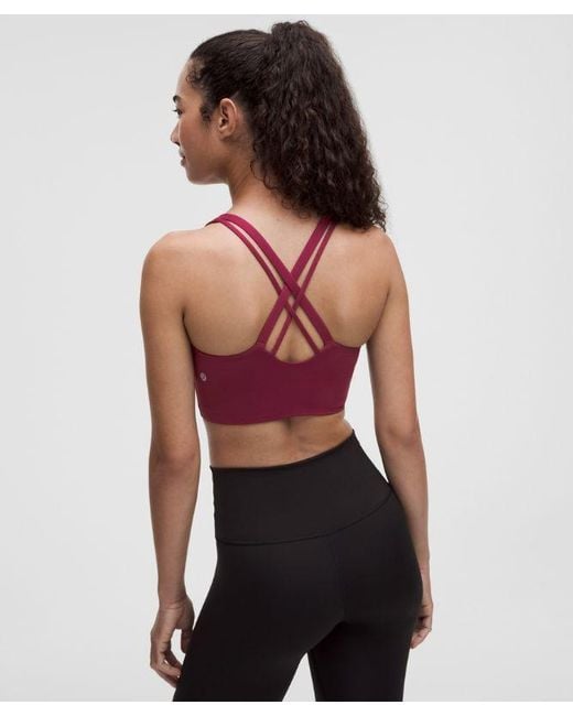 lululemon athletica Red – Energy Longline Sports Bra Medium Support, B-D Cups Evolve – Color Burgundy/ – Size Large
