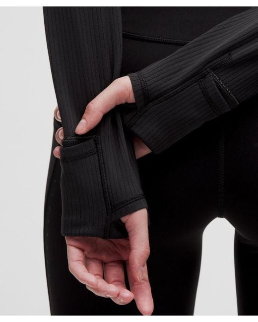 lululemon athletica Black It's Rulu Ribbed Cropped Half Zip
