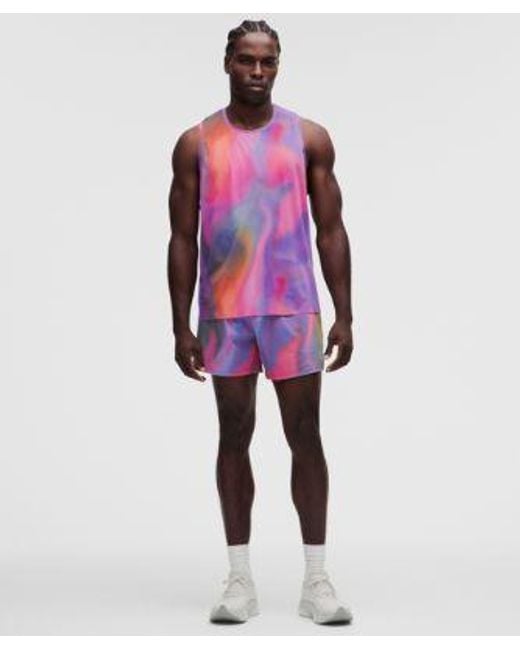 lululemon athletica Red – Fast And Free Singlet Race Length – Color Printed – Size Large for men