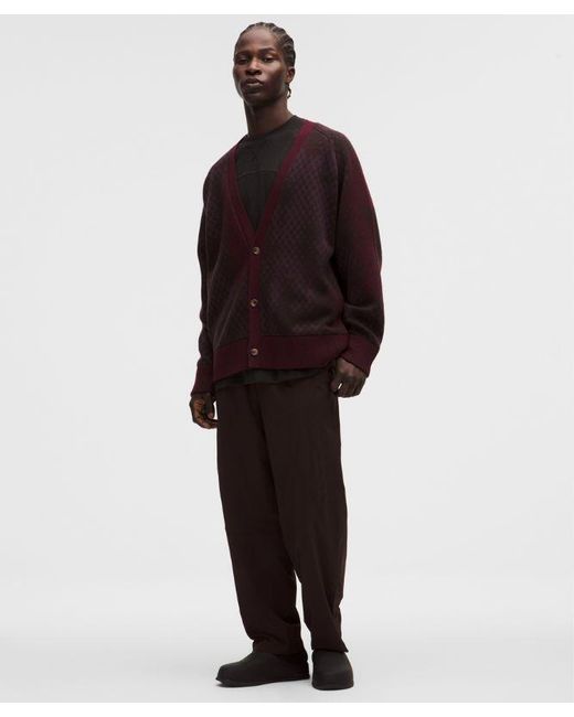 lululemon athletica Red Merino Wool Cardigan for men