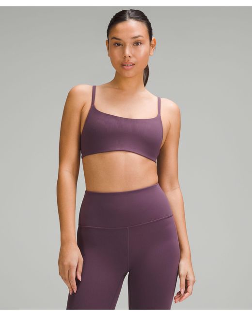 lululemon athletica Purple Wunder Train Strappy Racer Bra Ribbed Light Support, A/b Cup