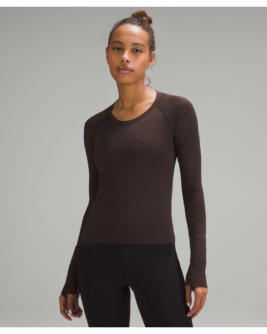lululemon athletica Gray Swiftly Tech Long-sleeve Shirt 2.0 Race Length - Color Brown - Size 18