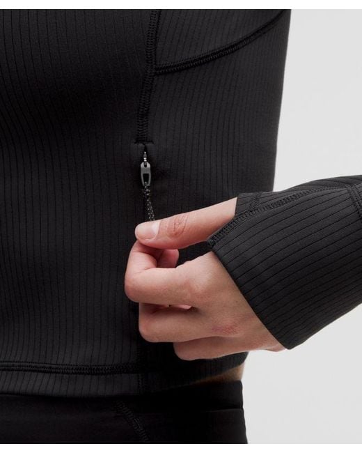lululemon athletica Black It's Rulu Ribbed Cropped Half Zip