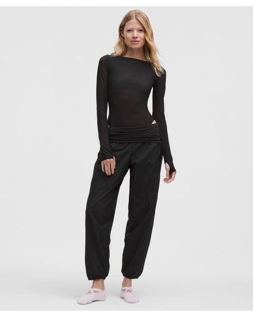 lululemon athletica Black Wundermost Ultra-Soft Nulu Mesh Boatneck Long-Sleeve Bodysuit