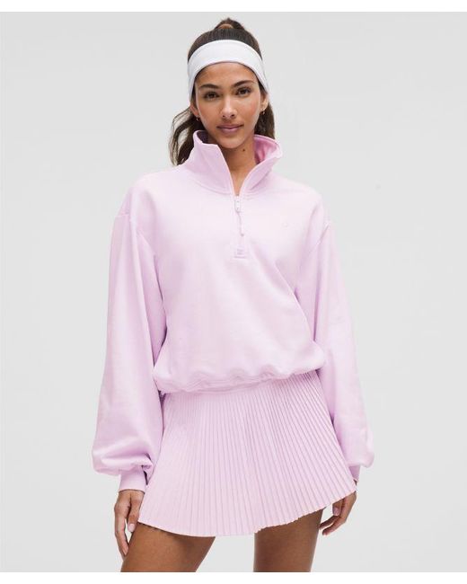 lululemon athletica Pink – Cotton Terry Tennis Half Zip Long-Sleeve Top – –