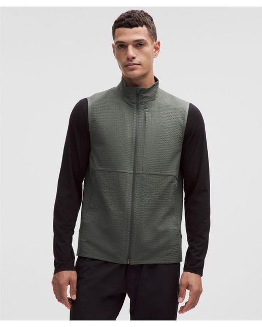 lululemon athletica Gray Grid Fleece Full-Zip Vest for men