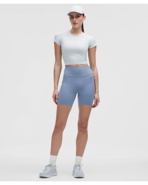 lululemon athletica Blue – Fast And Free High-Rise Shorts 5 Pocket – 6" – – Size 14