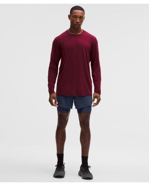 lululemon athletica Red – Perforated Lined Running Shorts – 5" – – for men