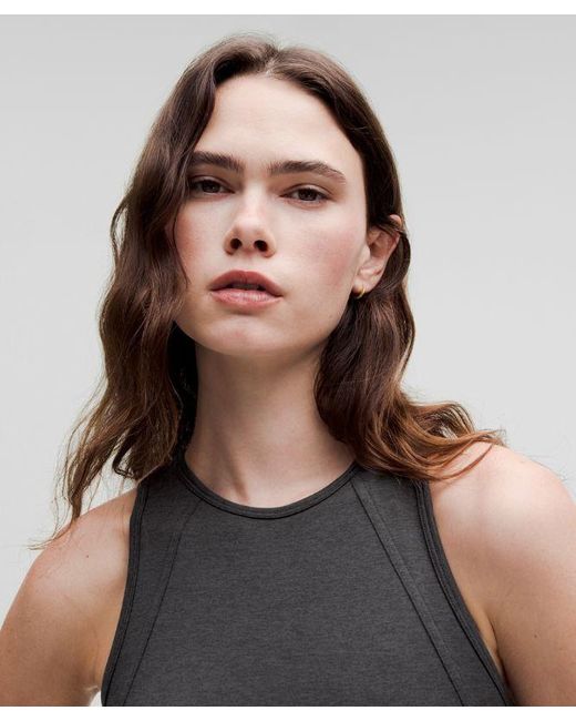 lululemon athletica Black Softy Suedey Crewneck Cropped Tank Top