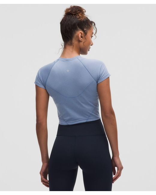 lululemon athletica Blue Swiftly Tech Cropped Short-Sleeve Shirt 2