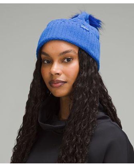 lululemon athletica Blue – Cable Knit Pom Beanie Hat –