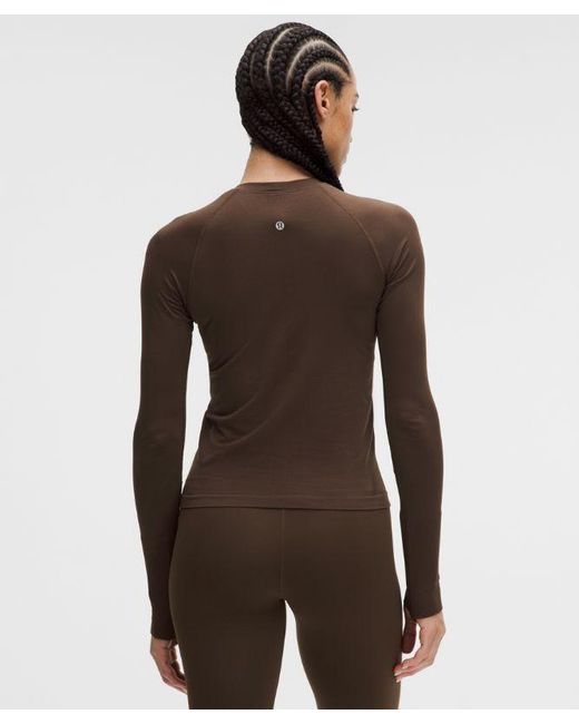 lululemon athletica Brown – Swiftly Tech Long-Sleeve Shirt 2.4 Waist Length – – Size 4