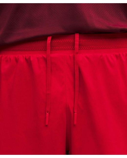 lululemon athletica Red – Perforated Lined Running Shorts – 5" – /Neon – Size Large for men