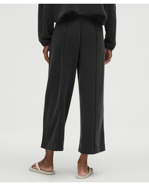 lululemon athletica Black Softstreme High-Rise Wide-Leg Cropped Pant
