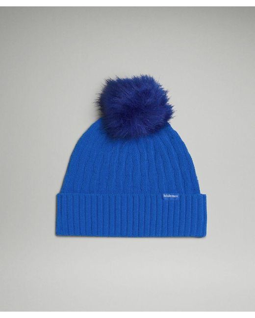 lululemon athletica Blue – Cable Knit Pom Beanie Hat –