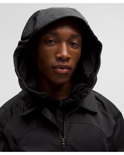 lululemon athletica Black Taffeta Removable-Hood Collared Jacket for men