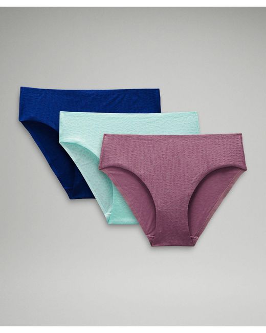 lululemon athletica Blue Invisiwear Mid-rise Bikini Underwear Performance Lace 3 Pack