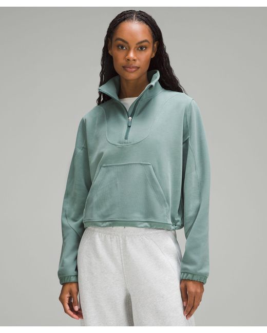 lululemon athletica Brushed Softstreme Ribbed Half Zip in Green Lyst
