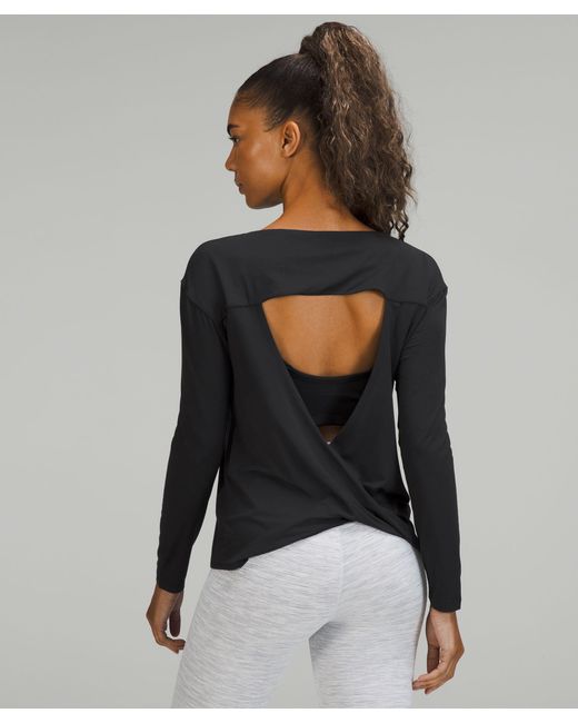 lululemon athletica Modal-blend Open-back Long Sleeve Shirt in Black | Lyst