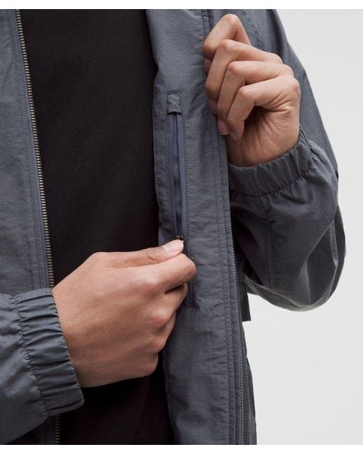 lululemon athletica Gray Cotton-Blend Collared Jacket for men