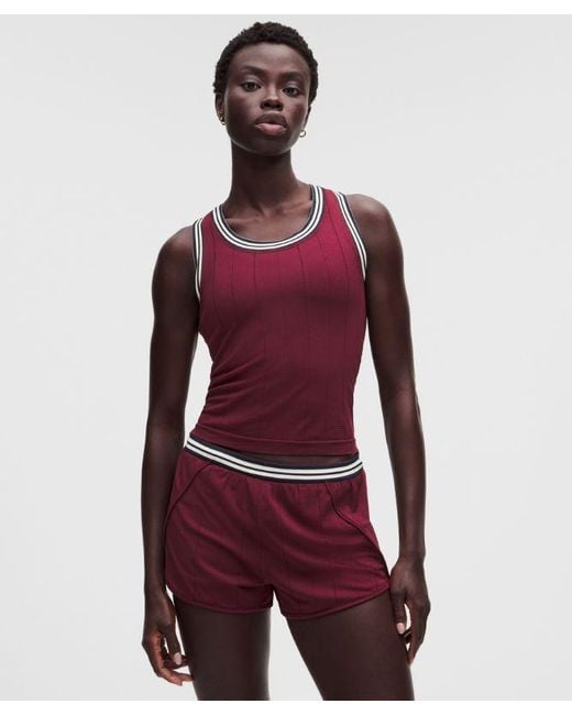 lululemon athletica Red – Seamless Stripe Trim Tank Top – Color Burgundy/ – Size Large