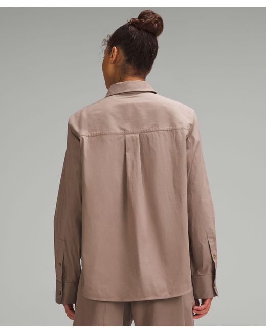 lululemon athletica Brown Relaxed-fit Cotton-blend Poplin Button-down Shirt
