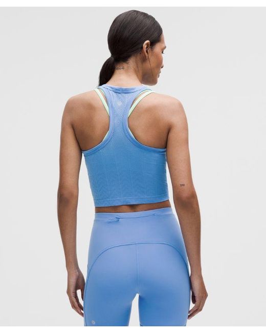 lululemon athletica Blue Swiftly Pointelle Cropped Racerback Tank Top
