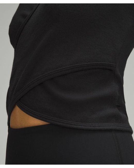 lululemon athletica Gray Wrap-front Ribbed Long-sleeve Top