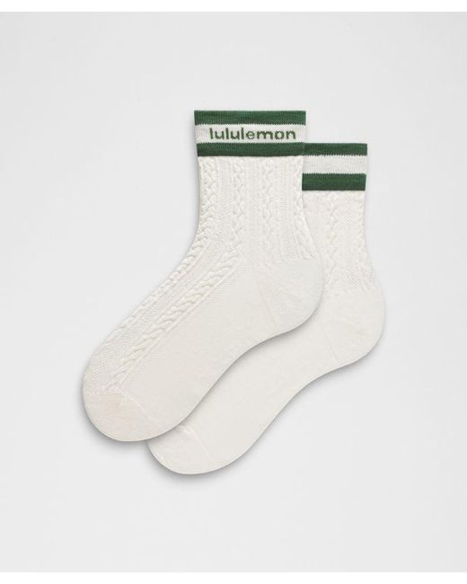 lululemon athletica White Cable-Knit Quarter Socks