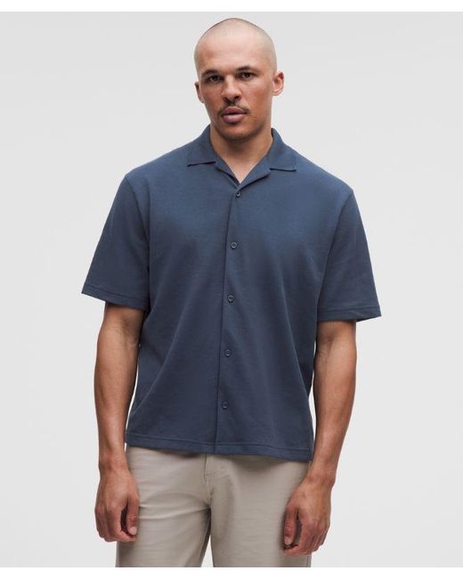 lululemon athletica Blue – Pique-Performer Camp-Collar-Shirt – – Size Large for men