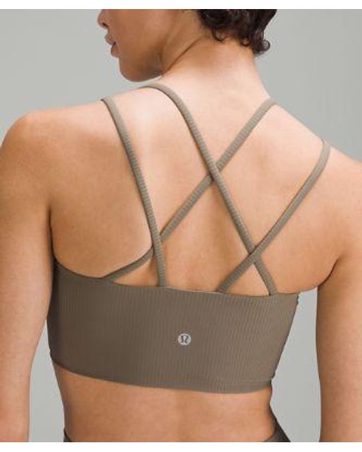 lululemon athletica Green – Like A Cloud Ribbed Longline Sports Bra Light Support, B/C Cup – – Size 14