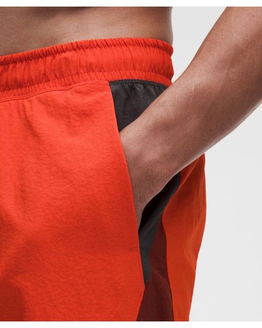 lululemon athletica Red Crinkle Nylon Swim Short 7" for men