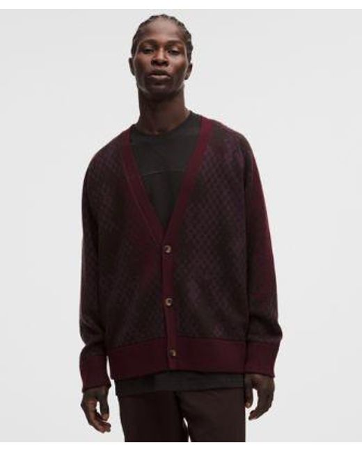 lululemon athletica Red Merino Wool Cardigan for men