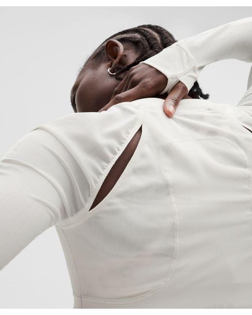 lululemon athletica White – Mesh Cropped Long-Sleeve Shirt Slnsh Collection – – Size Large