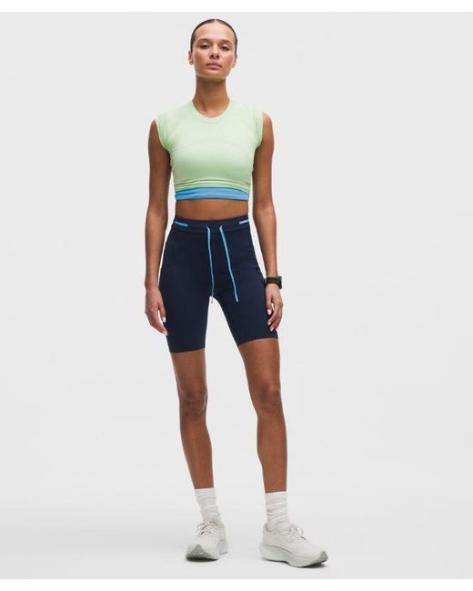 lululemon athletica Blue – Fast And Free High-Rise Shorts Drawcord – 8" – – Size 4