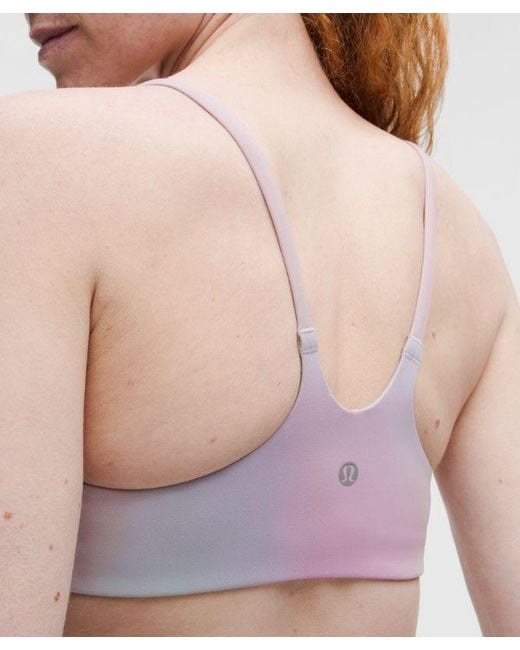 lululemon athletica Blue – Wunder Train Strappy Racer Sports Bra Light Support, A/B Cup – Color Printed – Size 14