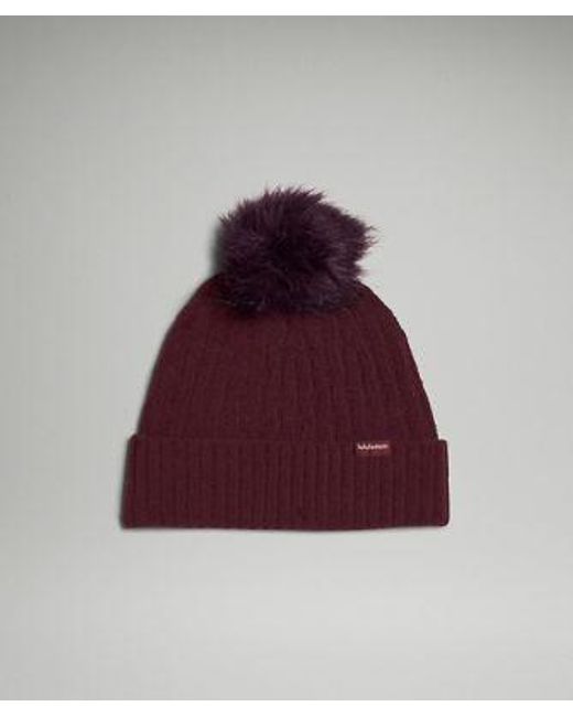 lululemon athletica Red – Cable Knit Pom Beanie Hat – Color Burgundy