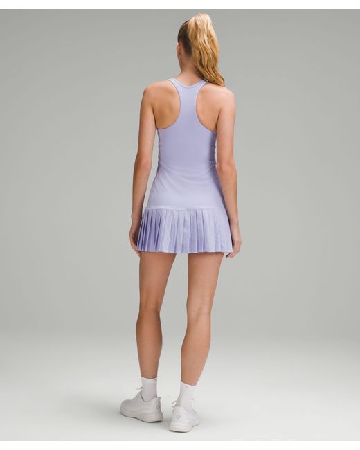 lululemon athletica Blue Pleated Open-knit Linerless Tennis Dress
