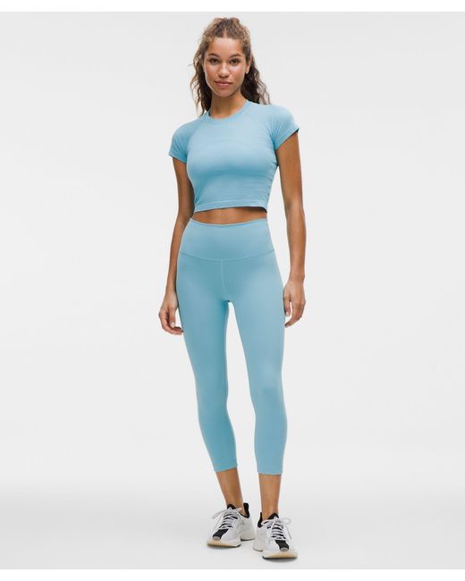 lululemon athletica Blue Swiftly Tech Cropped Short-Sleeve Shirt 2.0