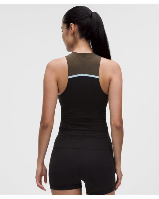 lululemon athletica Black – Mockneck Shelf Tank Top Light Support, B/C Cup Stripe – – Size Large