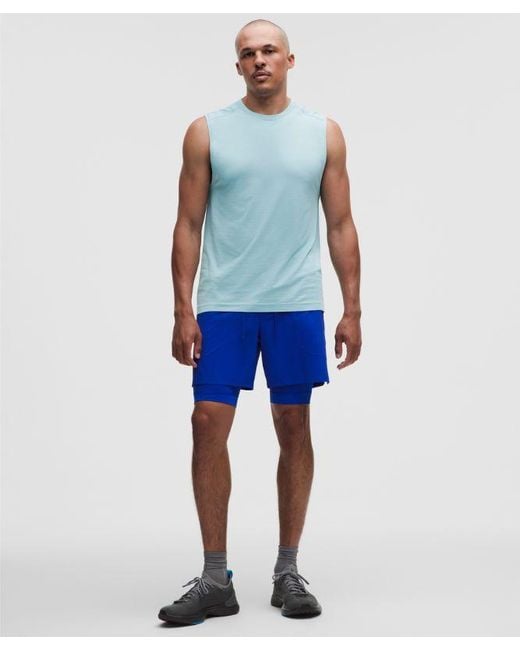 lululemon athletica Blue Metal Vent Tech Sleeveless Shirt for men
